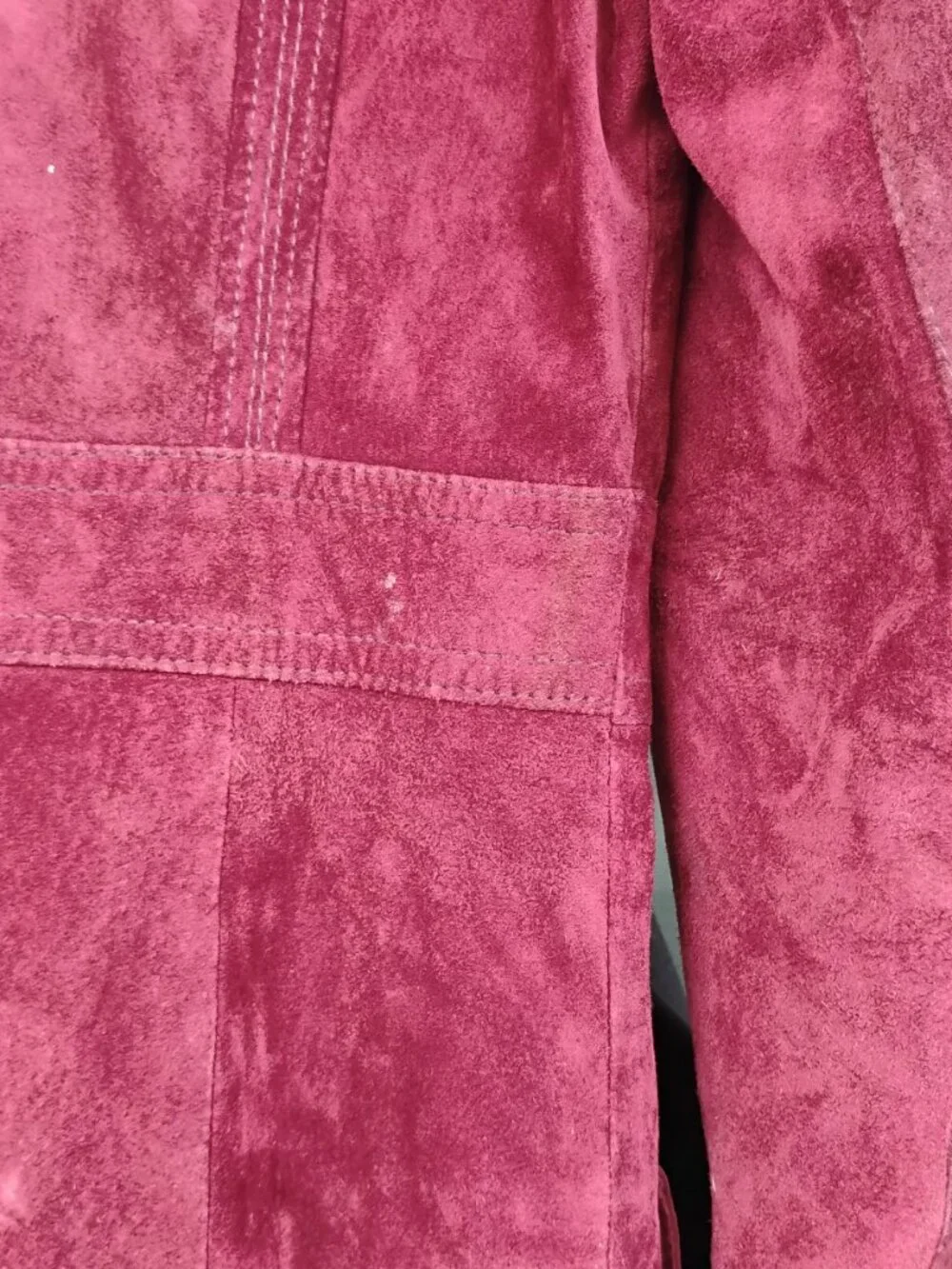 Marquis of London Women’s Vintage Suede Burgundy Long Jacket Size 6-8 - Picture 11 of 14